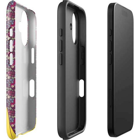 Disney Snow White Character with Floral Pattern iPhone 16 Impact Case